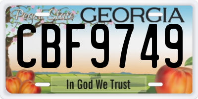 GA license plate CBF9749