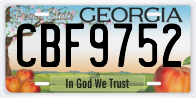 GA license plate CBF9752