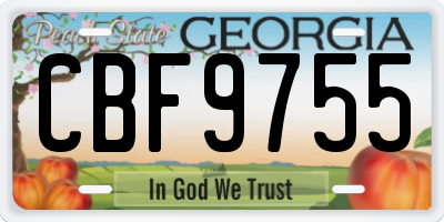 GA license plate CBF9755