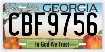 GA license plate CBF9756