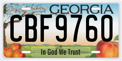 GA license plate CBF9760