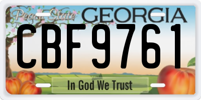 GA license plate CBF9761