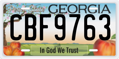 GA license plate CBF9763