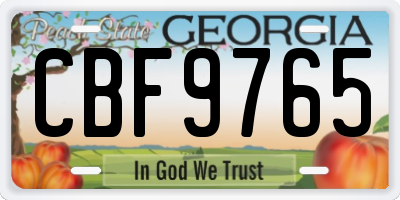 GA license plate CBF9765