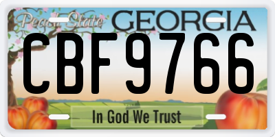 GA license plate CBF9766