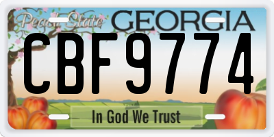 GA license plate CBF9774