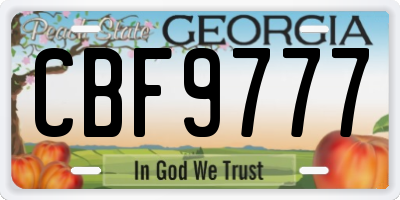GA license plate CBF9777