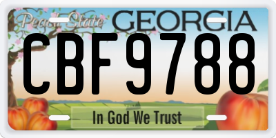 GA license plate CBF9788