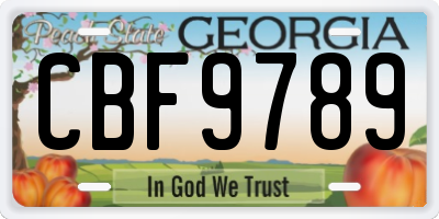 GA license plate CBF9789
