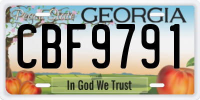 GA license plate CBF9791