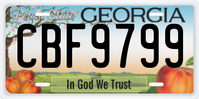 GA license plate CBF9799