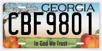 GA license plate CBF9801