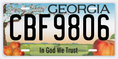 GA license plate CBF9806