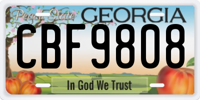 GA license plate CBF9808