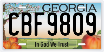 GA license plate CBF9809
