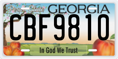 GA license plate CBF9810