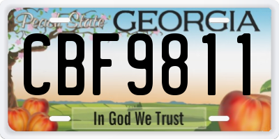 GA license plate CBF9811
