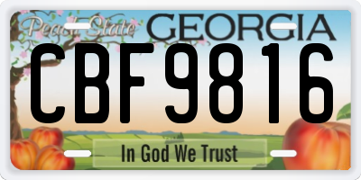 GA license plate CBF9816
