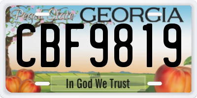 GA license plate CBF9819