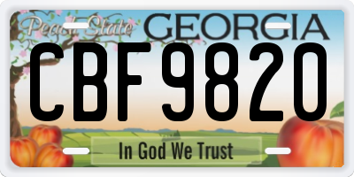 GA license plate CBF9820