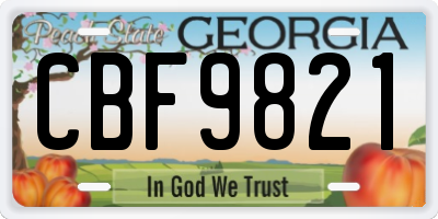GA license plate CBF9821