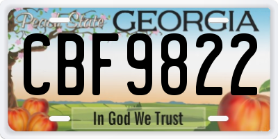 GA license plate CBF9822