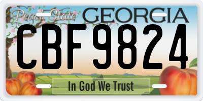 GA license plate CBF9824
