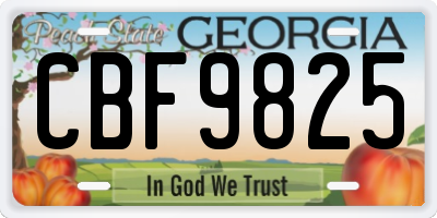 GA license plate CBF9825
