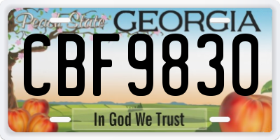 GA license plate CBF9830