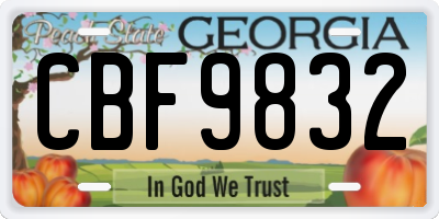 GA license plate CBF9832