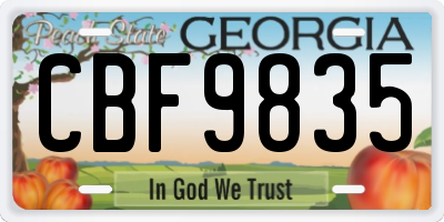 GA license plate CBF9835