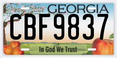 GA license plate CBF9837
