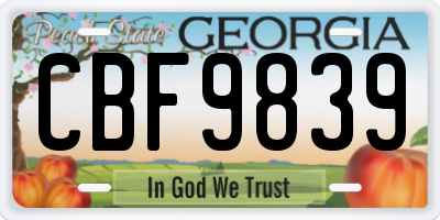 GA license plate CBF9839