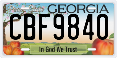 GA license plate CBF9840