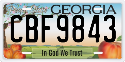 GA license plate CBF9843