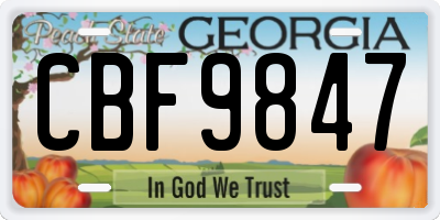 GA license plate CBF9847