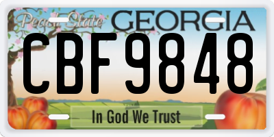 GA license plate CBF9848