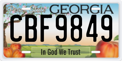 GA license plate CBF9849