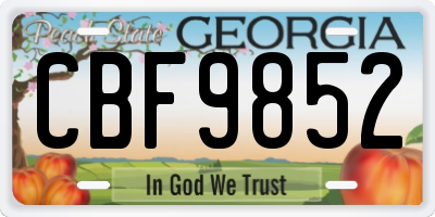 GA license plate CBF9852
