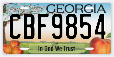 GA license plate CBF9854