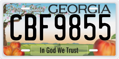 GA license plate CBF9855