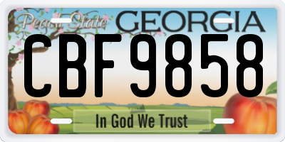 GA license plate CBF9858