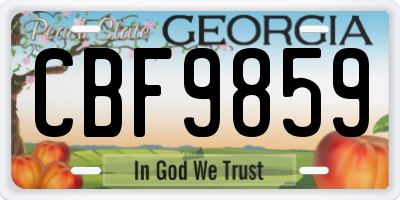 GA license plate CBF9859