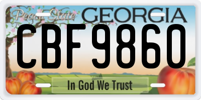GA license plate CBF9860