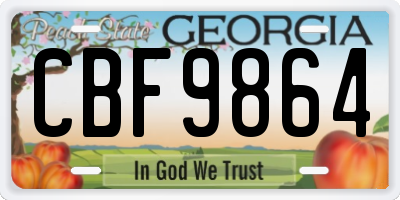 GA license plate CBF9864