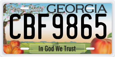 GA license plate CBF9865