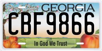 GA license plate CBF9866