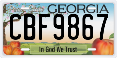 GA license plate CBF9867