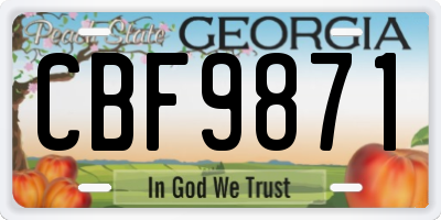 GA license plate CBF9871