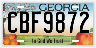GA license plate CBF9872